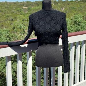 Zara Black Beaded Crop Sweaters‎